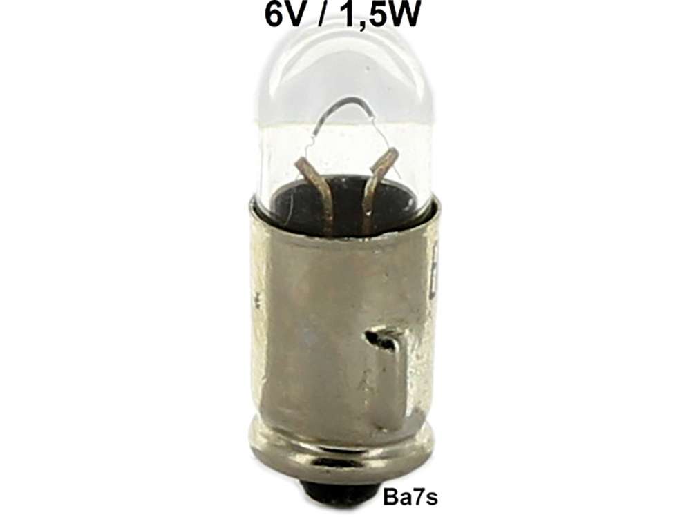 Citroen-DS-11CV-HY - Glühlampe 6 Volt, 1,5 Watt. Sockel Ba7S. Für die große Kontrollleuchte bei älteren 2CV