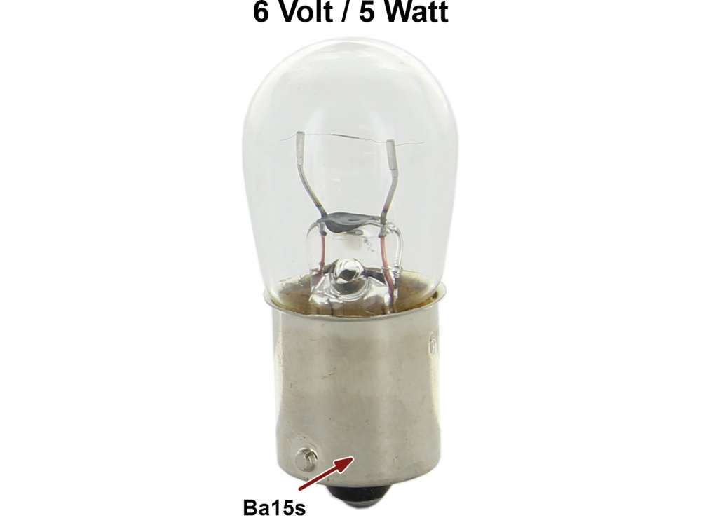 Peugeot - Glühlampe 6 Volt, 5 Watt. Sockel Ba15s / Rücklicht, Kennzeichenleuchte