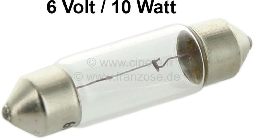 Sonstige-Citroen - Soffitte 6 Volt, 10 Watt. 11x43mm, Sockel SV8,5.