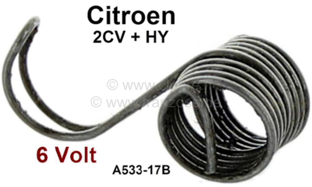 Citroen-DS-11CV-HY - Lichtmaschinenkohlen Haltefeder für 2CV mit 6 Volt, Citroen HY mit 6 Volt. Für Lichtmasc