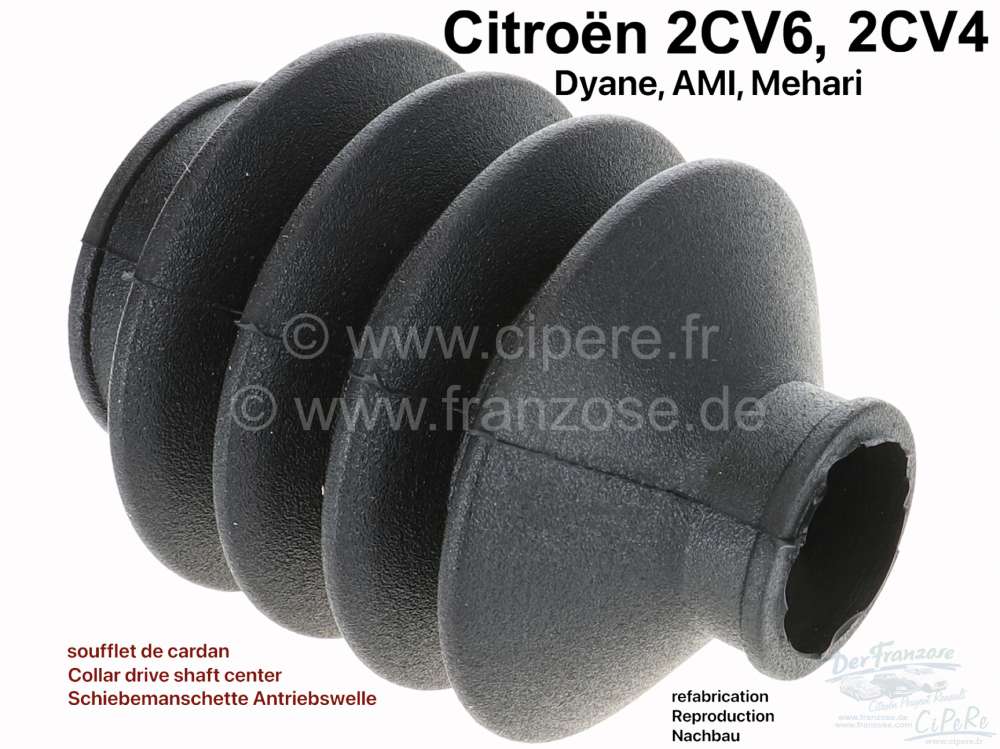 Citroen-2CV - Antriebswellenmanschette mitte (Schiebemanschette). Passend für Citroen 2CV6 + 2CV4. Nach