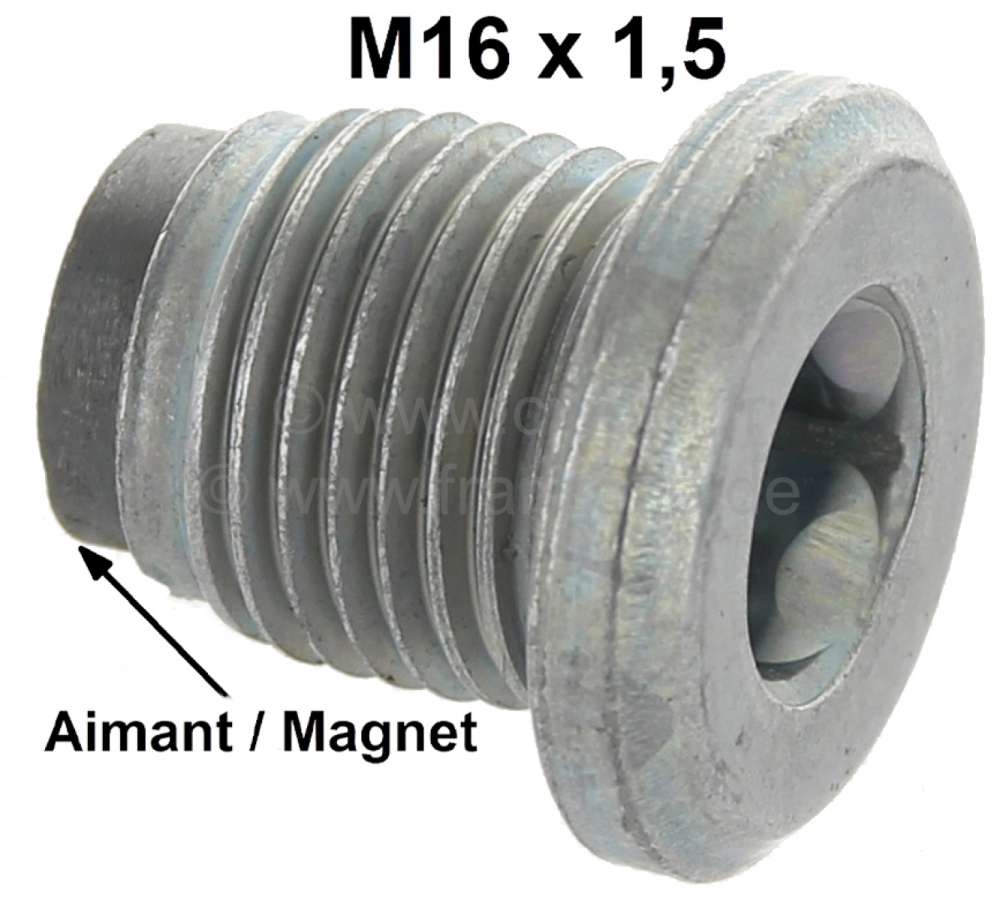 Ölablaßschraube (Motor + Getriebe) magnetisch, passend für Citroen 2CV, HY,  DS, 11CV (mit Ölwanne aus Blech). Innenv