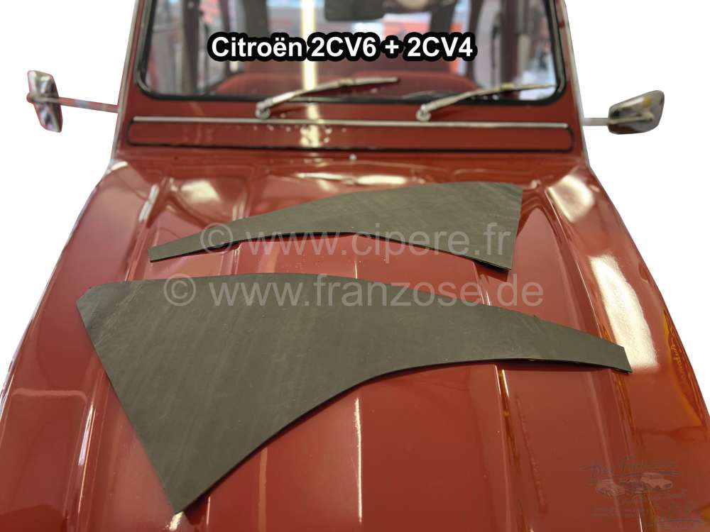 Renault - 2CV, Dämmung für die Haubenwangen (1 Set = links + rechts). Passend für Citroen 2CV6 + 