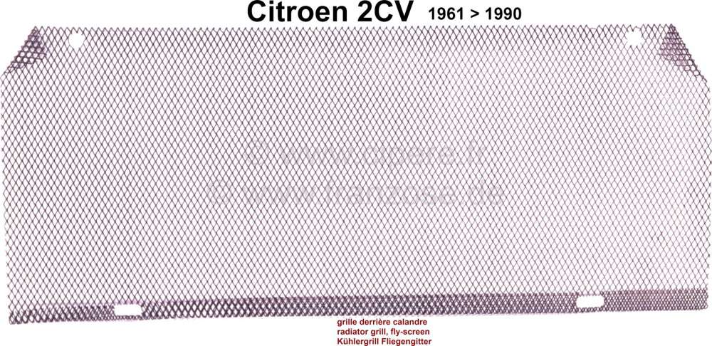 Citroen-2CV - 2CV, Kühlergrill, Fliegengitter in der Motorhaube, für Citroen 2CV ab Baujahr 1961. Einf