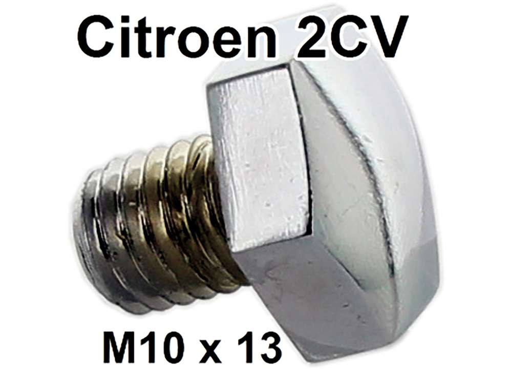 Citroen-2CV - Radkappenschraube verchromt, für Citroen 2CV. Nachbau. Gewinde M 10 x 13 mm, Schlüsselwe
