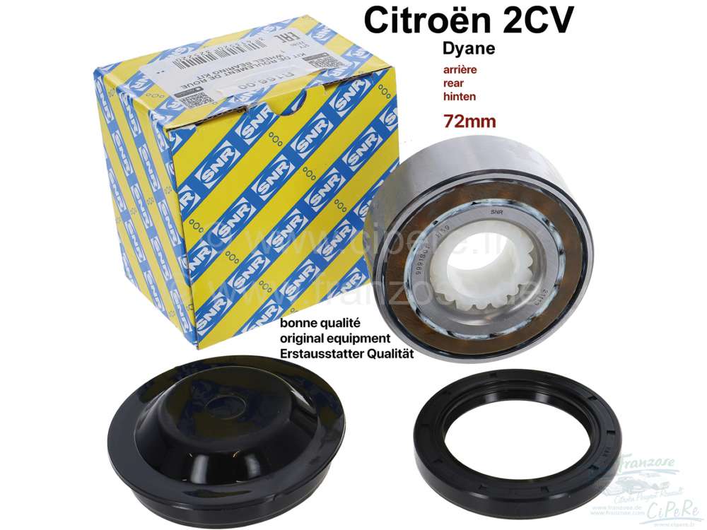 Citroen-2CV - Radlagersatz für Citroen 2CV, hinten (Incl. Simmerring + Fettkappe). Original Hersteller 