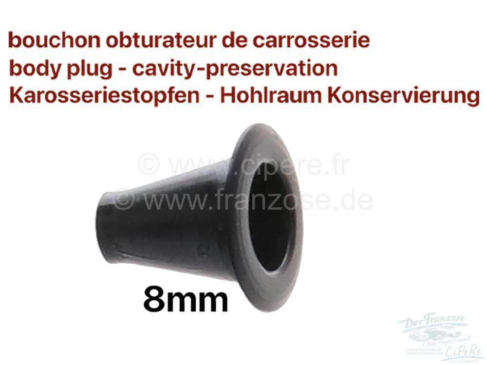 Citroen-2CV - Blindstopfen - Karosseriestopfen kegelförmig, 8mm. Zum Abdichten oder Verschließen von B