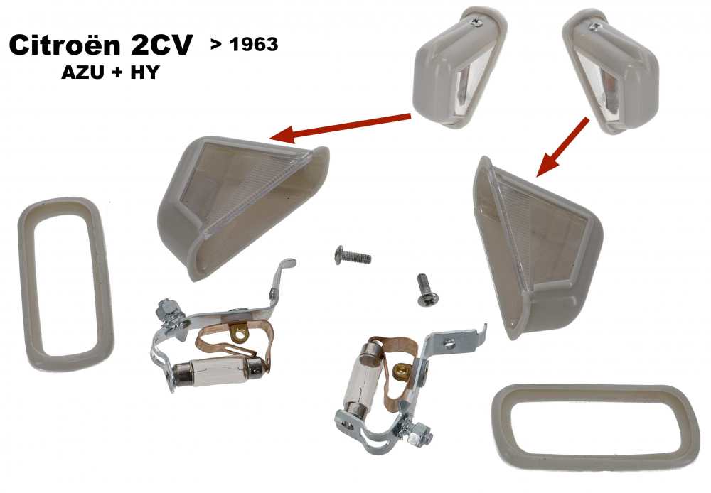 Citroen-DS-11CV-HY - Kennzeichenleuchte komplett (1x Set = 1x links + 1x rechts). Passend für Citroen 2CV bis 