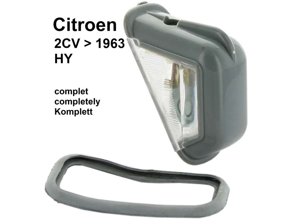 Citroen-DS-11CV-HY - Kennzeichenleuchte komplett, mittig (bei geteilten Kennzeichen), für Citroen 2CV bis Bauj