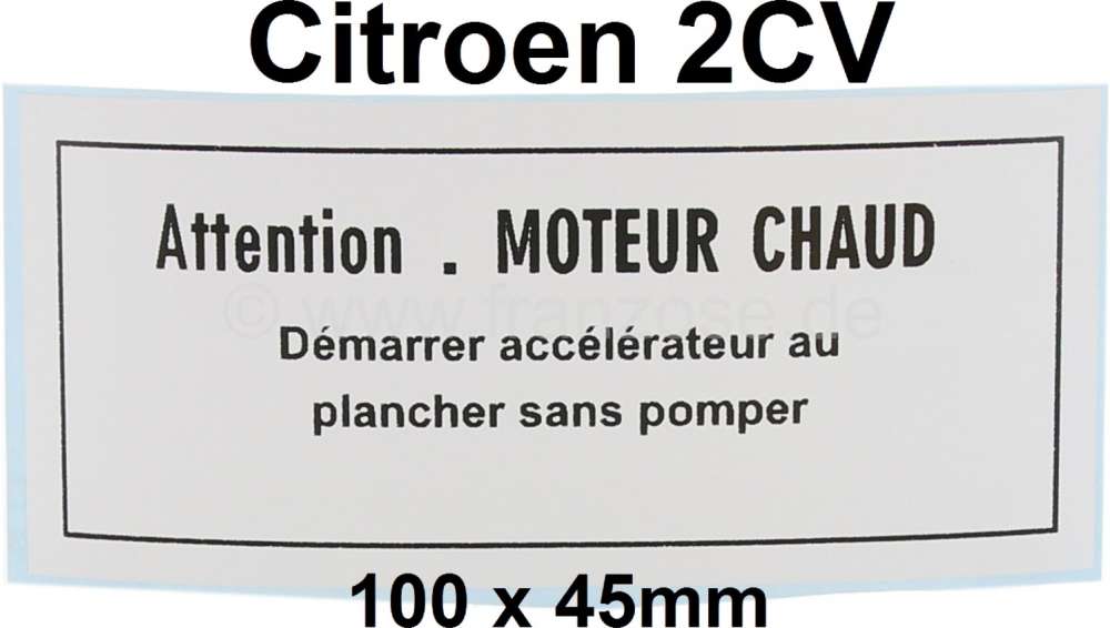 Citroen-2CV - Aufkleber für den Scheibenwischer Motor. Passend für Citroen 2CV.