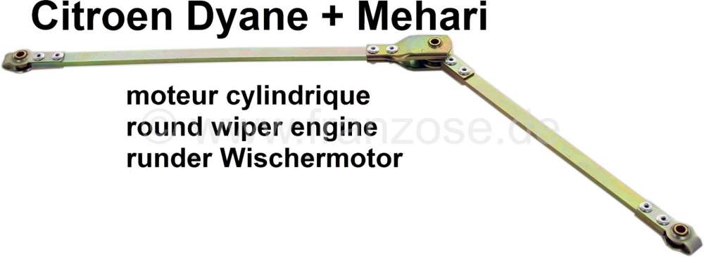 Citroen-2CV - Wischermotor Gestänge, zu den Wischerachsen. Passend für Citroen Dyane, Acadiane, Mehari