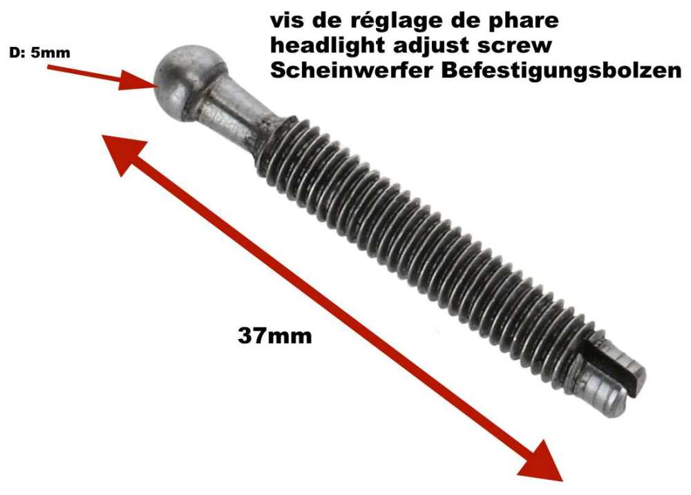 Peugeot - Dyane/Mehari Scheinwerfer Befestigungsbolzen (Stehbolzen mit Kugelkopf 5mm). Gewinde: M5 x