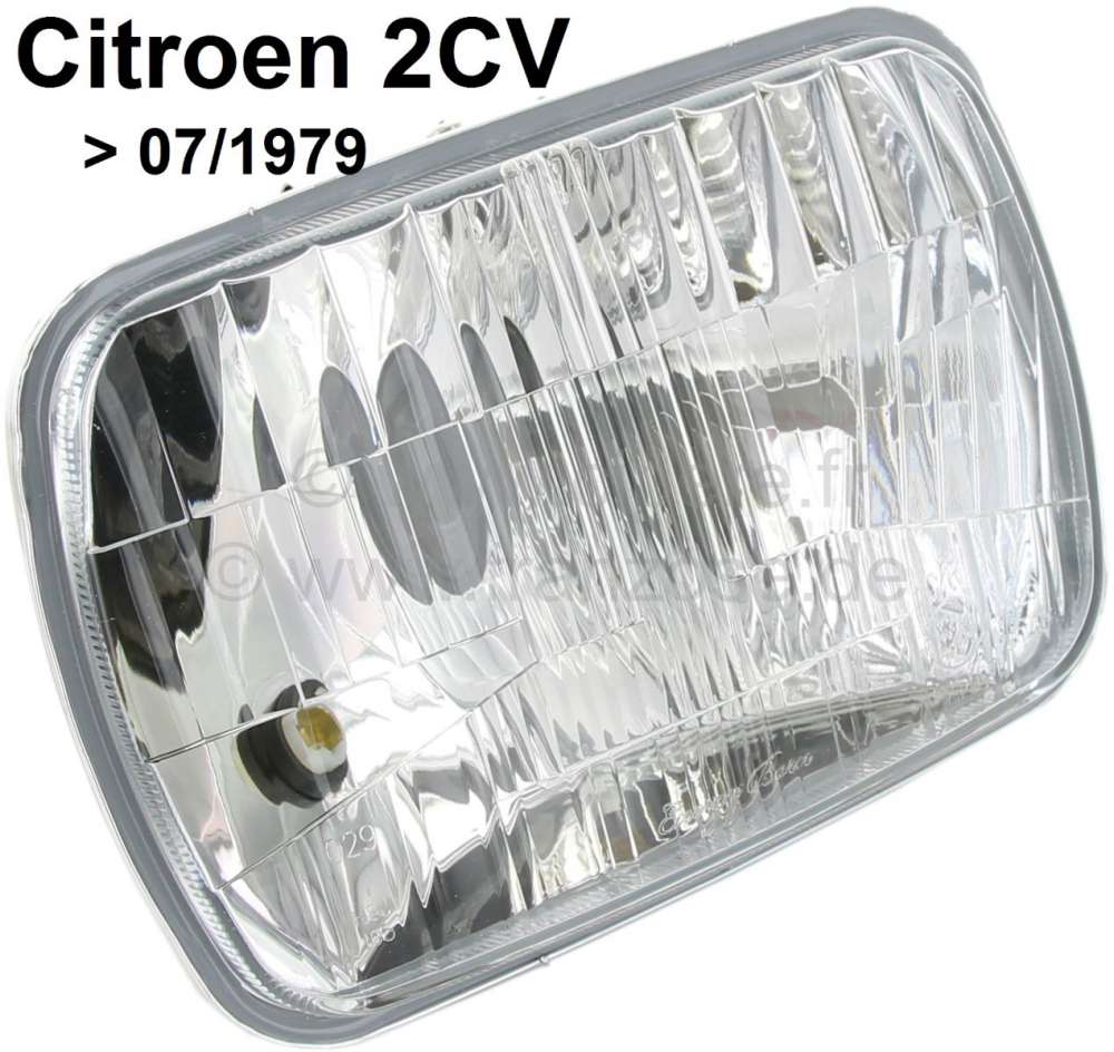 Citroen-2CV - Scheinwerfereinsatz eckig, für Scheinwerfergehäuse aus Metall. Passend für Citroen 2CV 