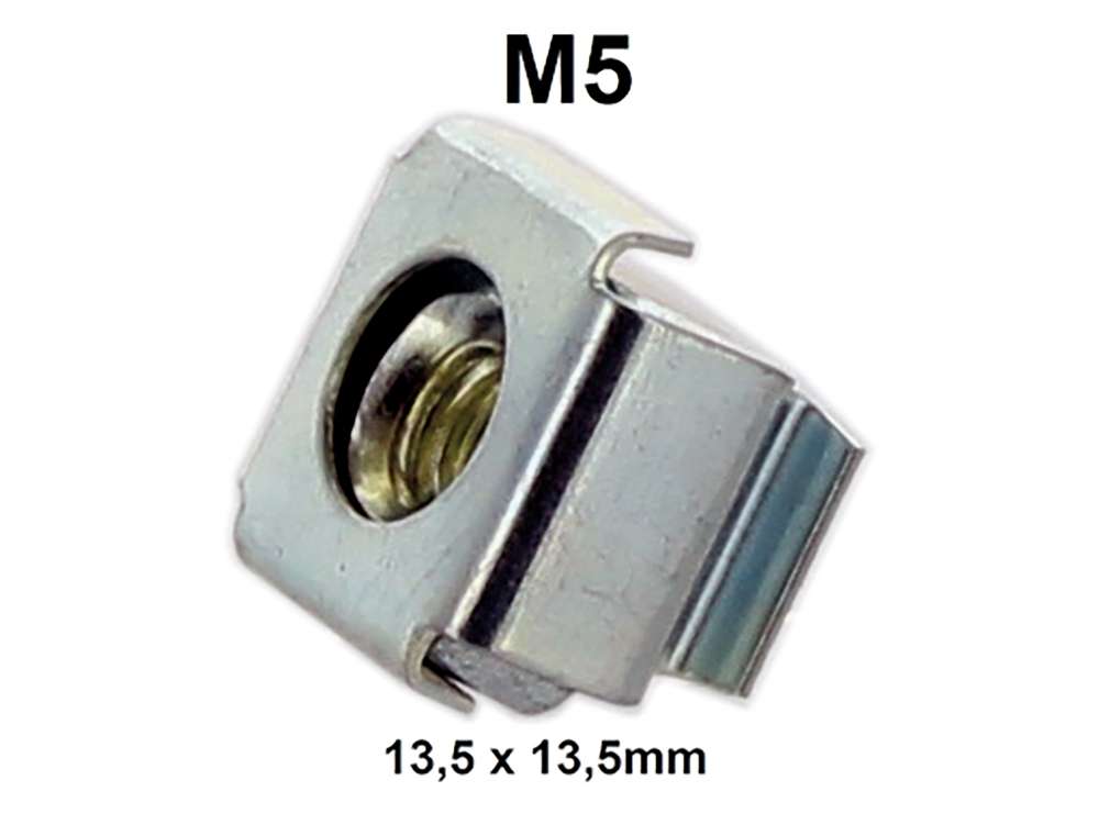 Citroen-DS-11CV-HY - Käfigmutter M5 (Kastenmutter). Aussenabmessung: 13,5 x 13,5mm. Passend für Citroen DS, 2