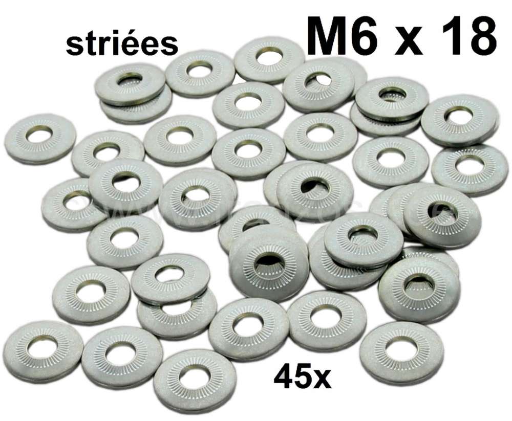 M6, Unterlegscheiben geriffelt M6x18 (Striees). Packungsinhalt: 45