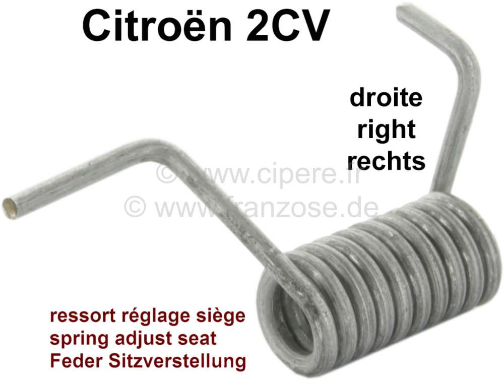 Citroen-2CV - Feder für den Verstellhebel für die Sitzlängenverstellung rechts (Einzelsitz + Sitzbank