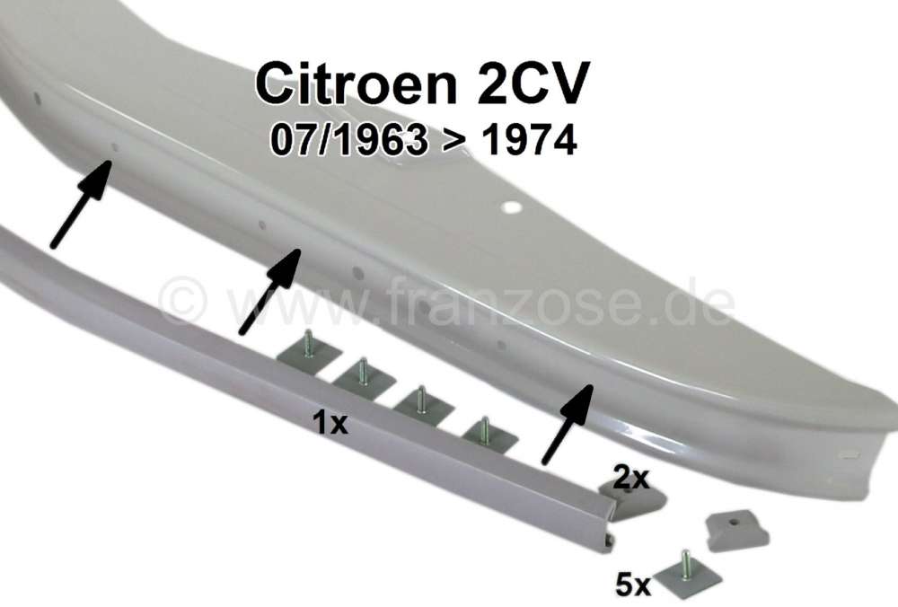 Citroen-2CV - Stoßstangen Gummi grau, vorne. Passend für Citroen 2CV. Dieses Gummi wurde ab 1963 bis c