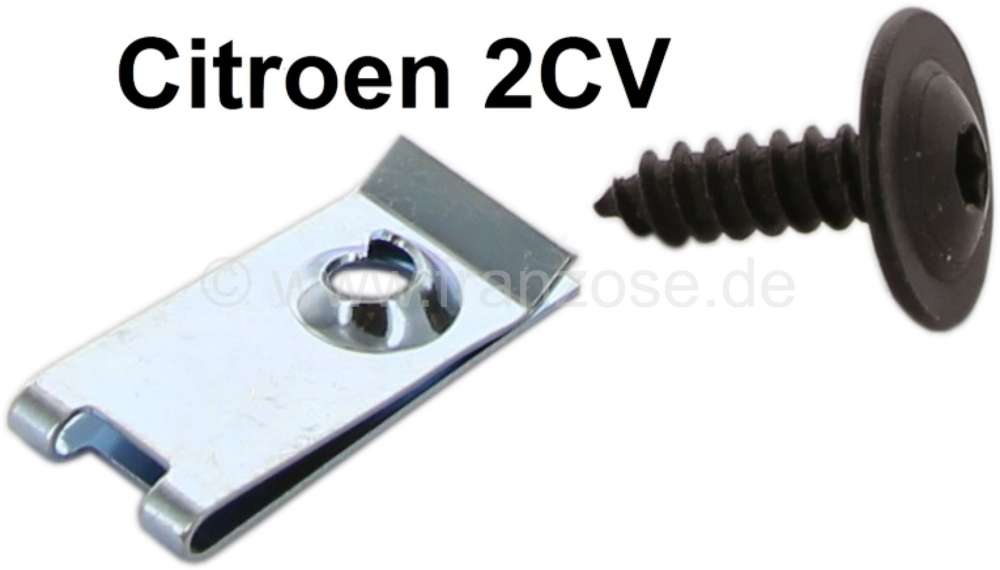 Citroen-2CV - Stoßstangenhorn Umrandung Befestigungsset. Passend für Citroen 2CV6, verbaut ab Baujahr 