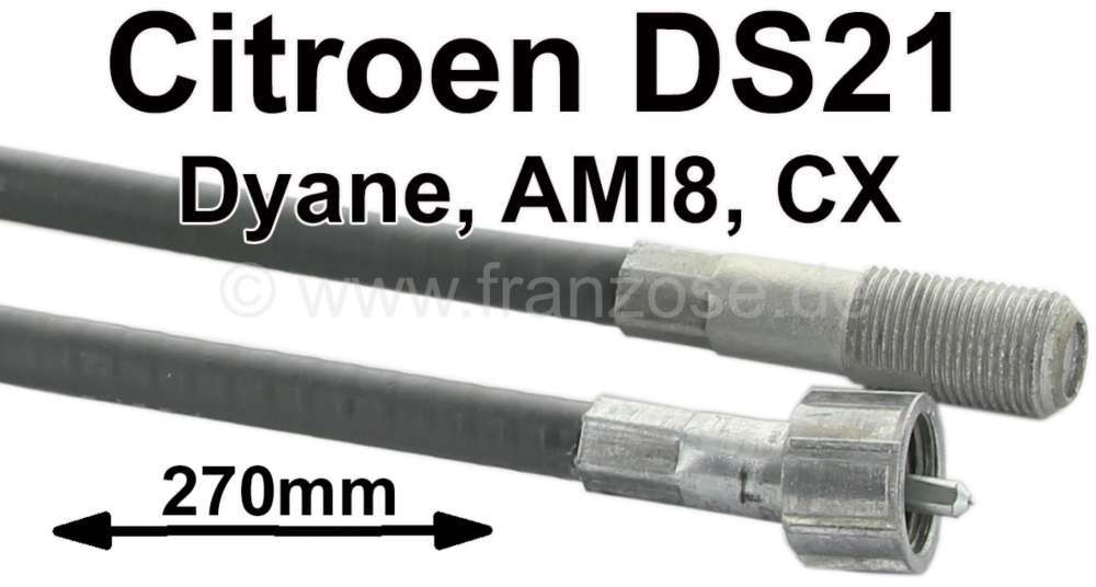 Sonstige-Citroen - Tachowelle Verlängerung oben, passend für Citroen Dyane + Ami 8, CX. Länge: 270mm