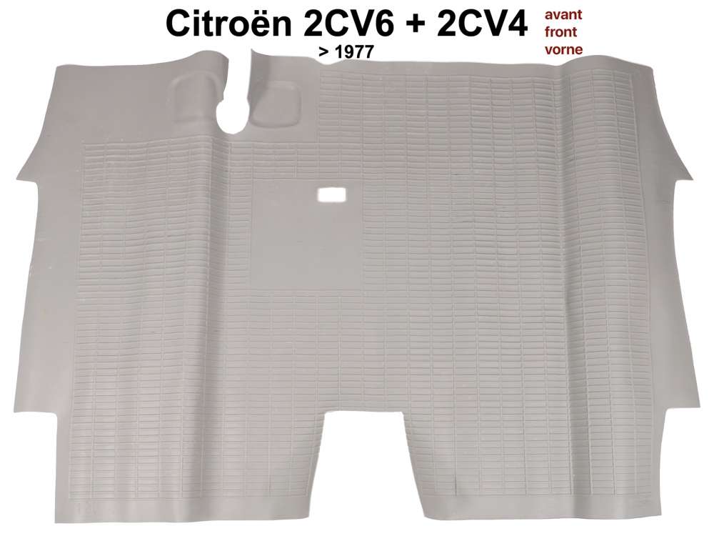 Citroen-2CV - Gummimatte vorne (grau). Passend für Citroen 2CV mit stehenden Gaspedal und hängenden Ku