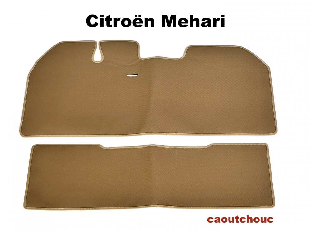Citroen-2CV - Mehari, Kautschuk Matte in beige, vorne + hinten. Passend für Citroen Mehari, von Baujahr