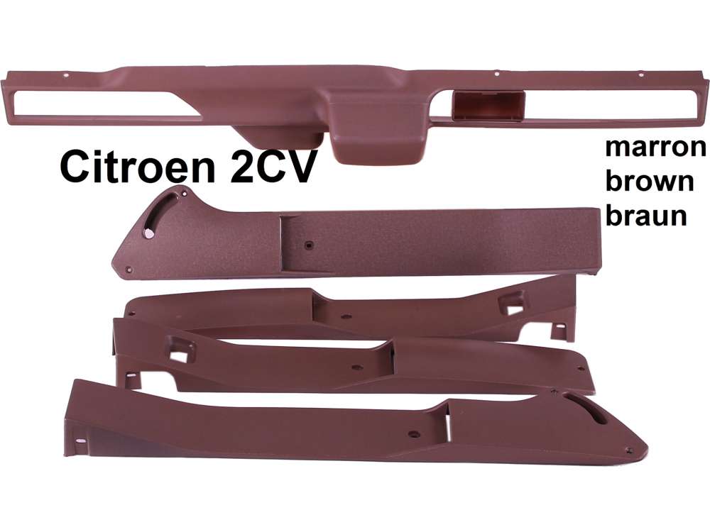 Citroen-2CV - Armaturenbrettverkleidung oben aus Kunststoff und 4 Türverkleidung oben aus Kunststoff. F