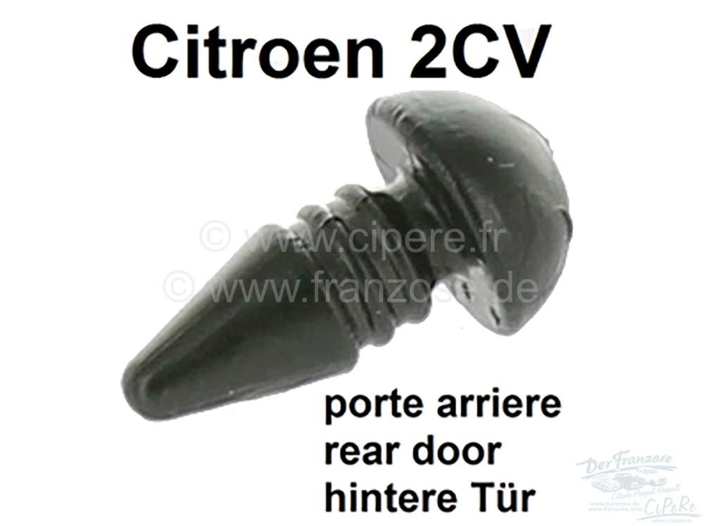 Citroen-2CV - 2CV, B-Säule, Stopfen (aus Kunststoff) auf dem Türscharnier. Der Stopfen dichtet das hin