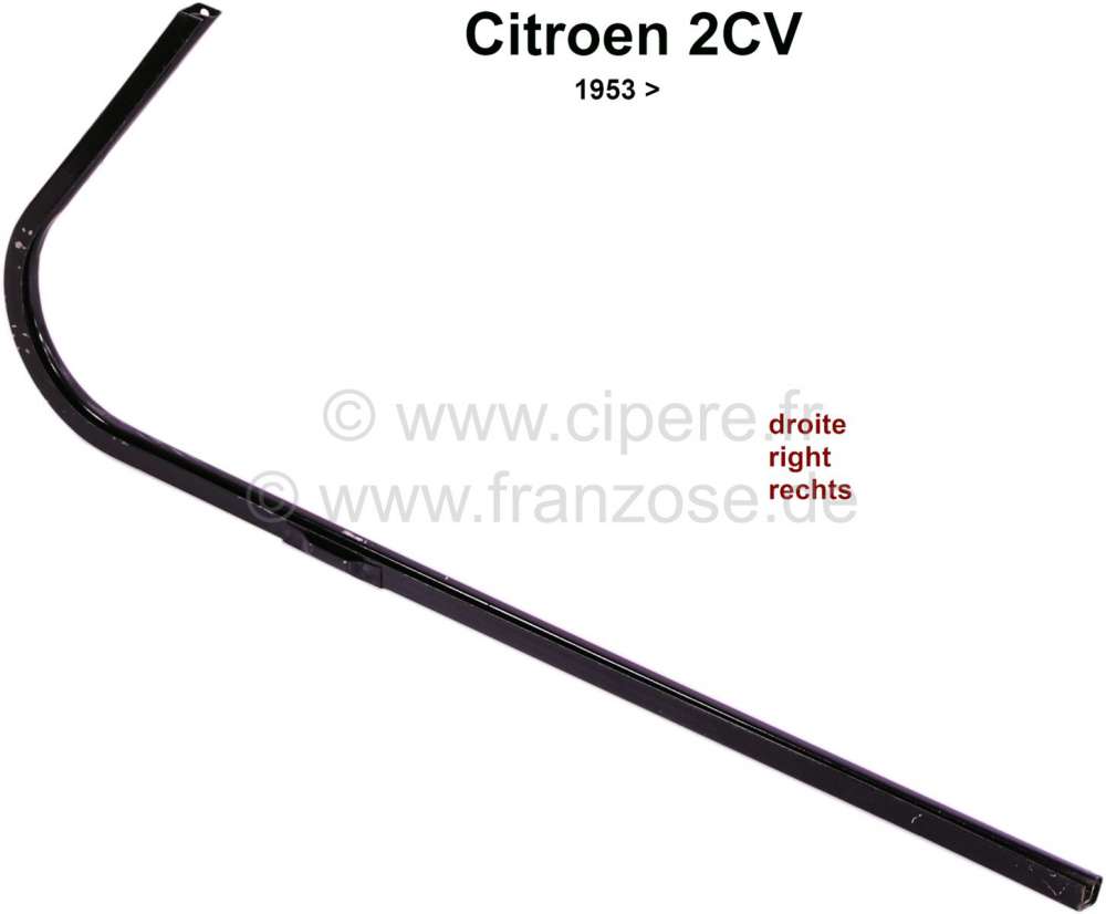 Citroen-2CV - 2CV alt, Türscheibe vorne rechts, Klappfensterrahmen vorne aus Blech. Passend für Citroe