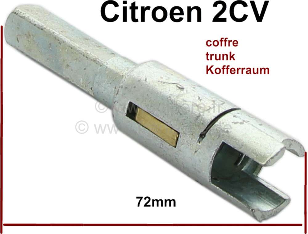 Citroen-2CV - 2CV, Kofferraumschloss, Schließzapfen kurz (Vierkantzapfen der den Schließzylinder aufni