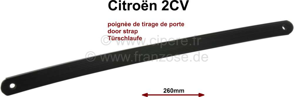 Citroen-DS-11CV-HY - 2CV, Türschlaufe innen (Türzuziehgriff). Farbe schwarz. Passend für Citroen 2CV mit hoh