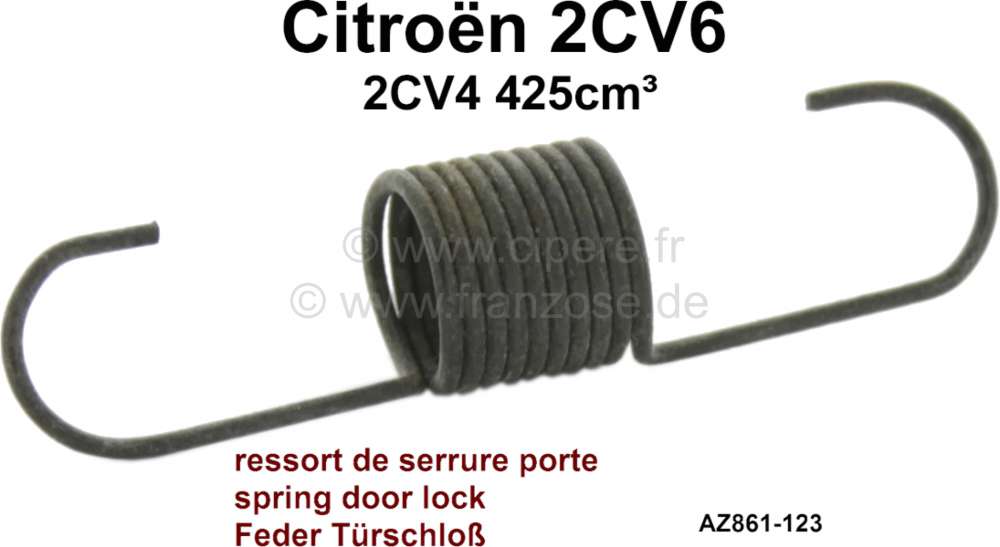 Citroen-2CV - 2CV, Türschloss hinten 2CV, Feder im Türschloss, (montiert von hinten im Türschloß tü
