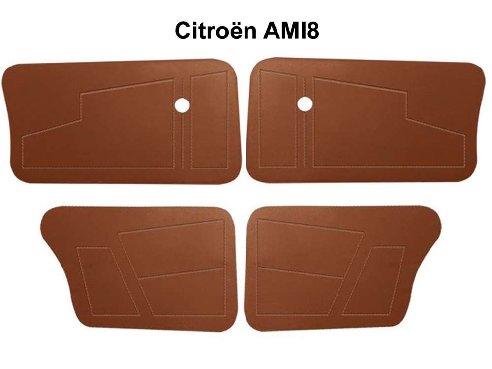 Citroen-2CV - Türverkleidungen komplett für vorne + hinten (4 Stück). Hohe Version. Passend für Citr