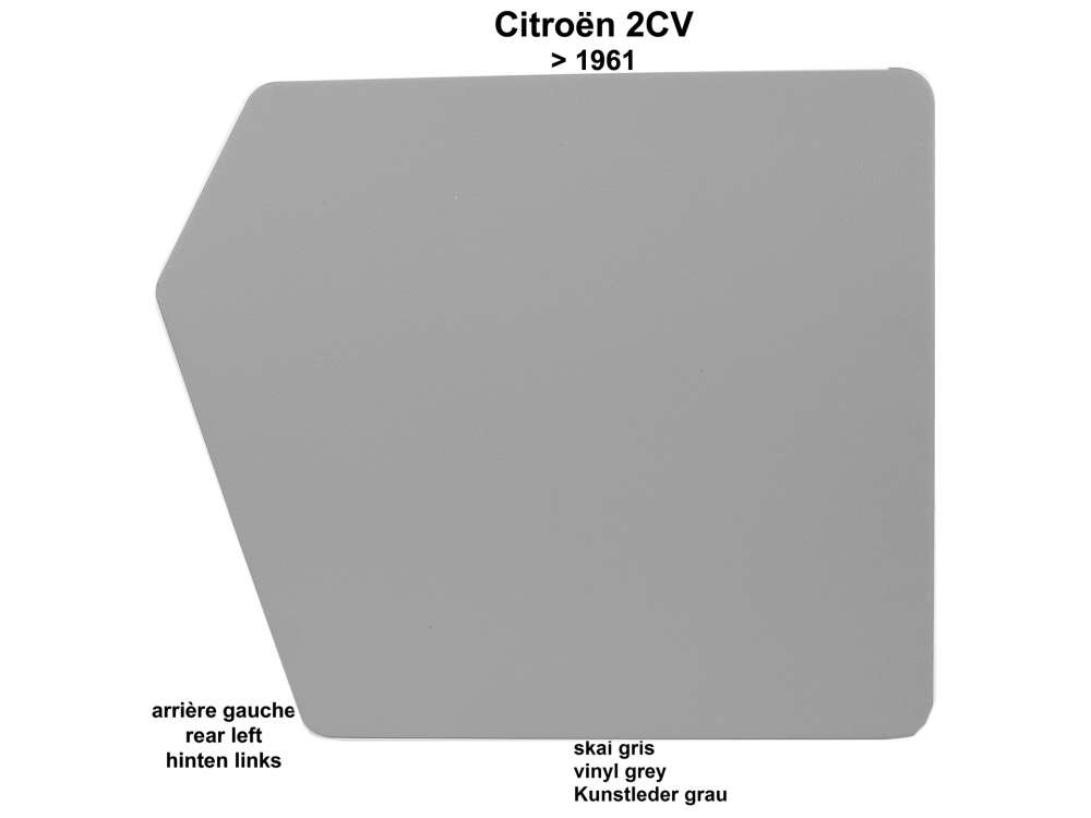 Citroen-2CV - Türverkleidung hoch, hinten links. Passend für Citroen 2CV, ohne Abdeckung aus Kunststof