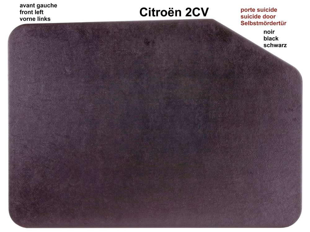 Citroen-2CV - Türverkleidung vorne links, passend für Citroen 2CV mit Selbstmördertür. Farbe: schwar