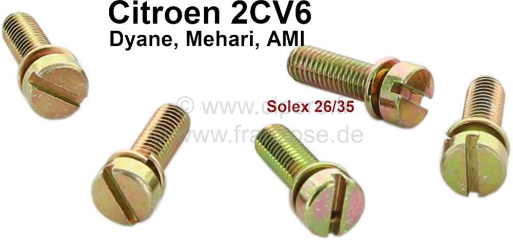 Citroen-2CV - Schrauben für den Vergaserdeckel. Passend für Citroen 2CV mit ovalen Vergaser. (6 Stück
