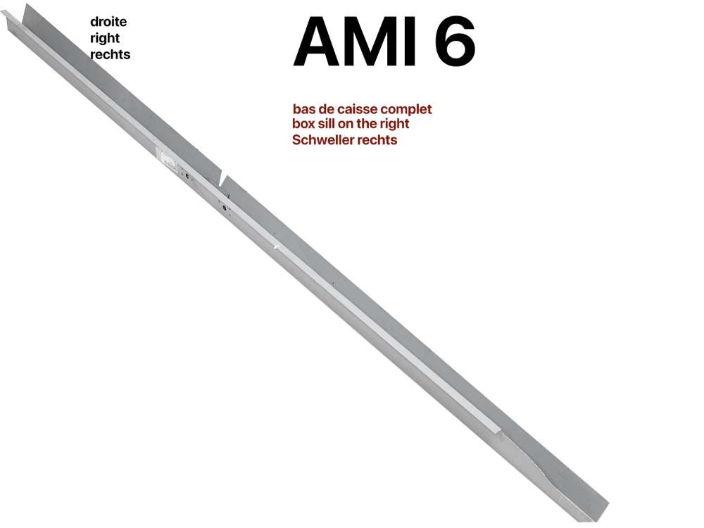 Citroen-2CV - AMI6, Schweller rechts, komplett. Passend für Citroen AMI6. Incl. M9 Sicherheitsgurtgewin