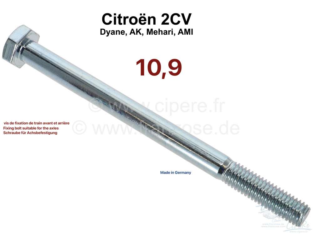 Citroen-2CV - Achsbefestigungsschraube, passend für Citroen 2CV, AK, Dyane, ACDY, AMI. Länge: 135 mm. 