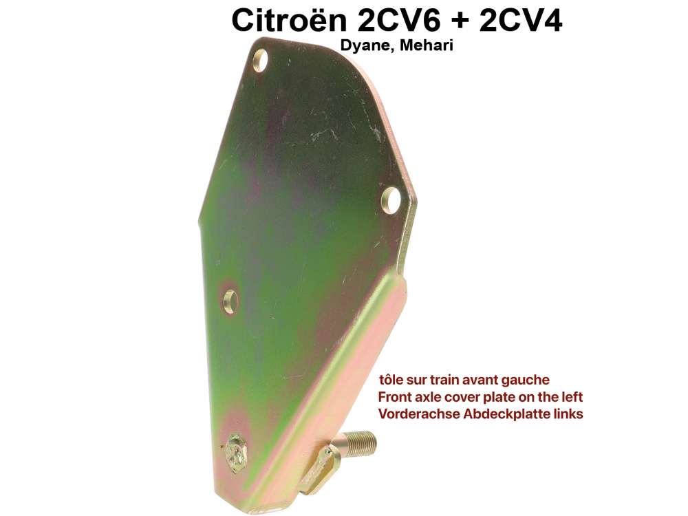 Citroen-2CV - Vorderachs Abdeckungsplatte links, mit Stehbolzen (12mm Durchmesser) für die Befestigung 