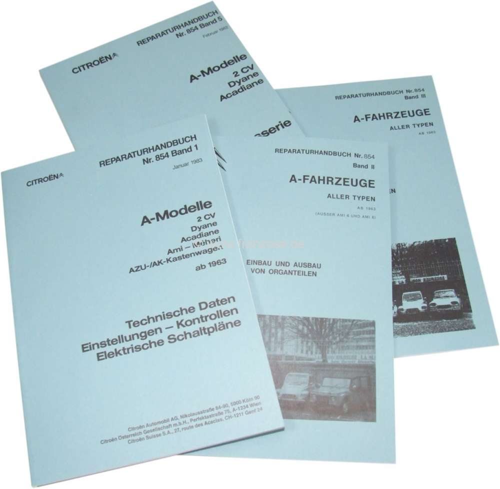 Alle - Werkstatthandbuch für Citroen 2CV6, 2CV4, Dyane, ACDY. 4 Bände, ca. 700 Seiten. Sprache 
