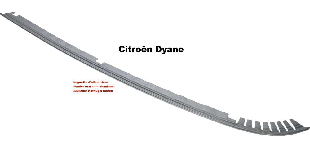 Citroen-2CV - Dyane, Kotflügel hinten, Zierleiste aus Aluminium (ALU-Keder) zwischen Kotflügel + Karos
