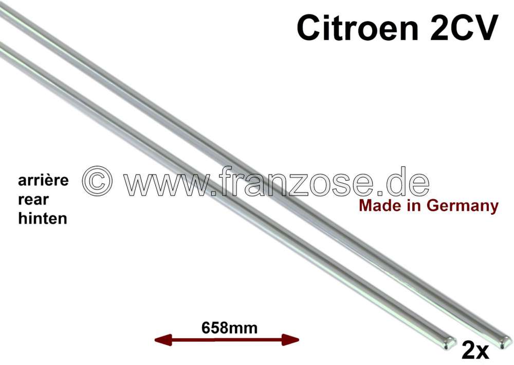 Citroen-2CV - 2CV, Türzierleiste hintere Tür (2 Stück), eigene Nachfertigung! Länge 658mm, Breite 6m