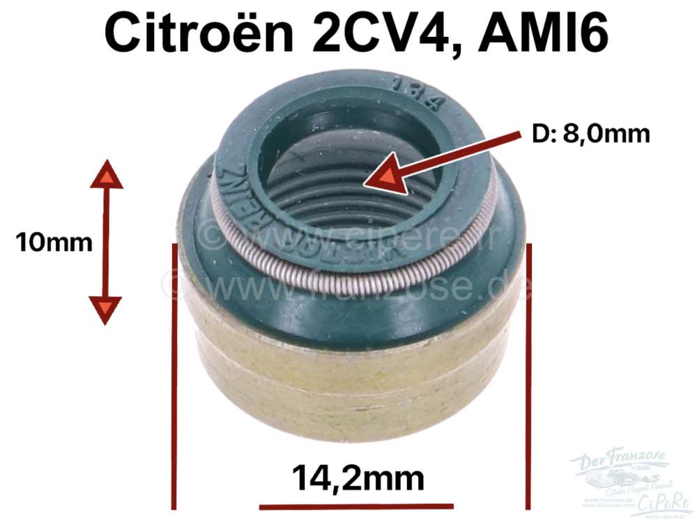Citroen-2CV - Ventilschaftdichtung Auslass, für Citroen AMi6, 2CV4. Innendurchmesser 8mm, Aussendurchme