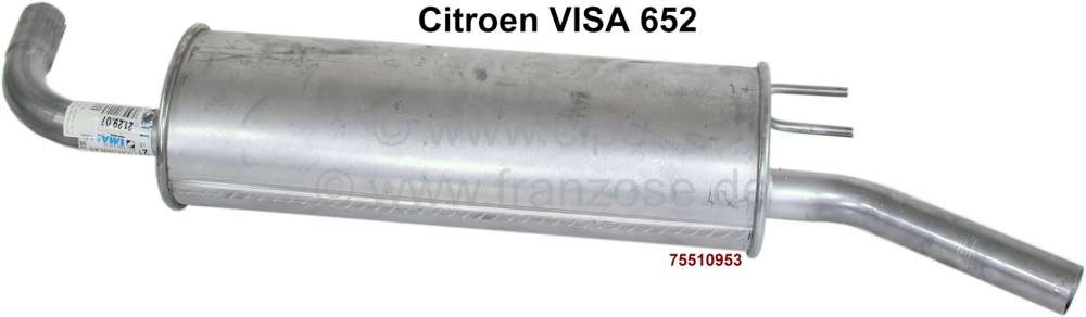Citroen-2CV - VISA 652, Schalldämpfer hinten (Endschalldämpfer). Passend für Citroen VISA 652 (2 Zyli