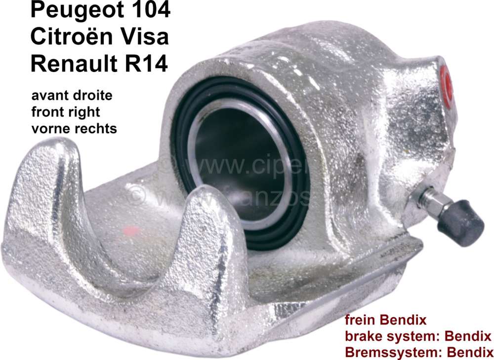 Peugeot - P 104/VISA/R14, Bremssattel vorne rechts (im Austausch). Bremssystem: Bendix. Passend für