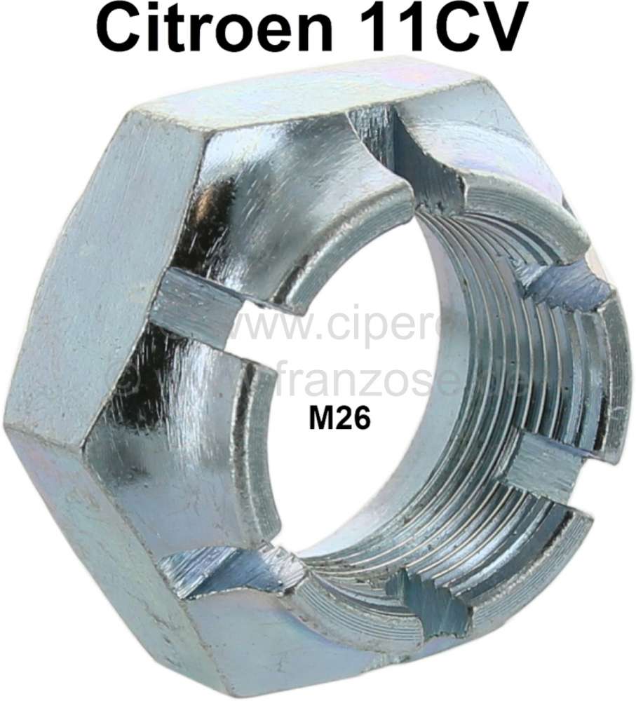 Citroen-DS-11CV-HY - Kronenmutter für die Bremstrommel links (Rechtsgewinde). Passend für Citroen 11CV. Gewin
