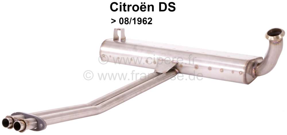 Citroen-DS-11CV-HY - DS >61, Vorschalldämpfer, angefertigt aus Edelstahl. Passend für Citroen DS, bis Baujahr