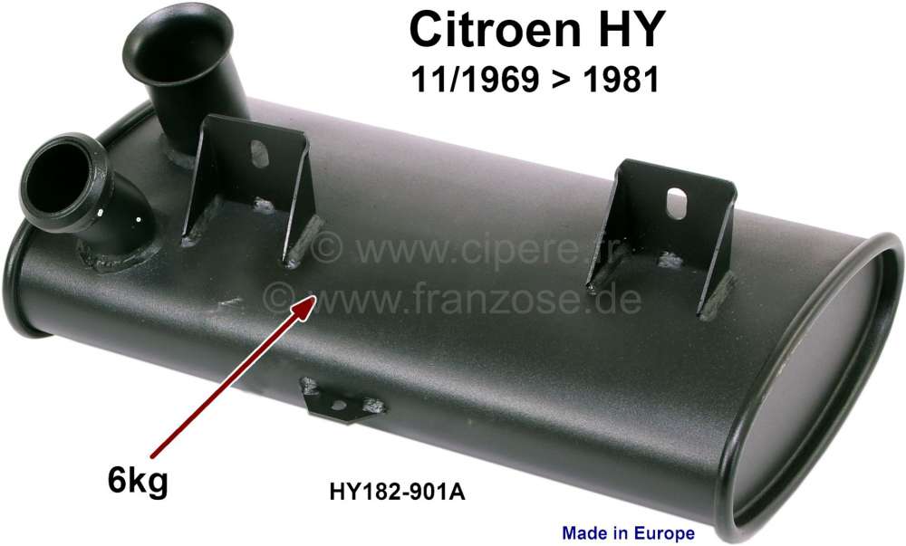 Citroen-DS-11CV-HY - Auspuff Schalldämpfer. Passend für Citroen HY, ab Baujahr 11/1969. Or. Nr. HY182-901A. G