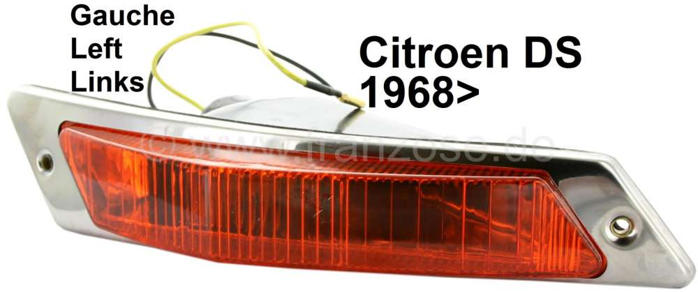 Citroen-DS-11CV-HY - Blinker vorne links komplett. Passend für Citroen DS, ab Baujahr 1968. Der Blinker ist mi