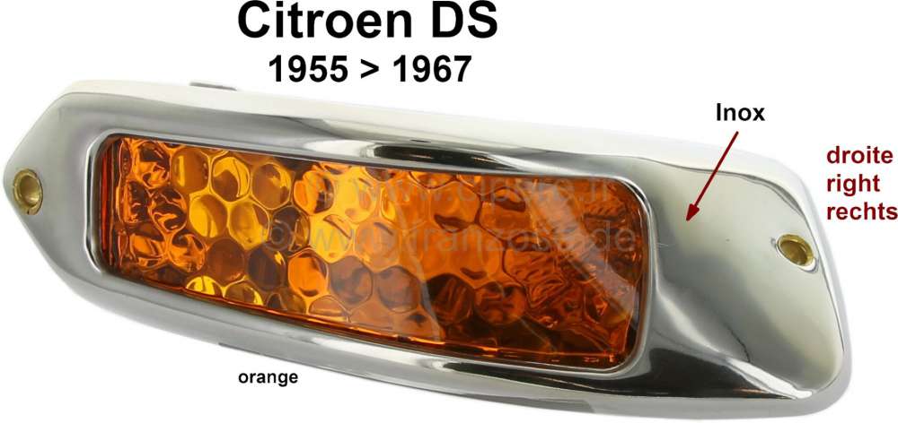 Alle - Blinker vorne rechts komplett. Passend für Citroen DS, von Baujahr 1955 bis 1967. Der Bli