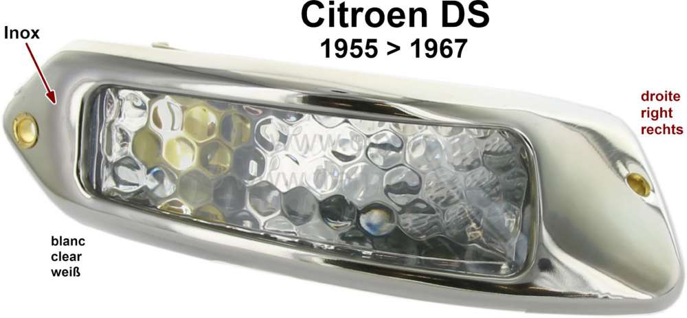 Citroen-DS-11CV-HY - Blinker vorne rechts komplett. Passend für Citroen DS, von Baujahr 1955 bis 1967. Der Bli